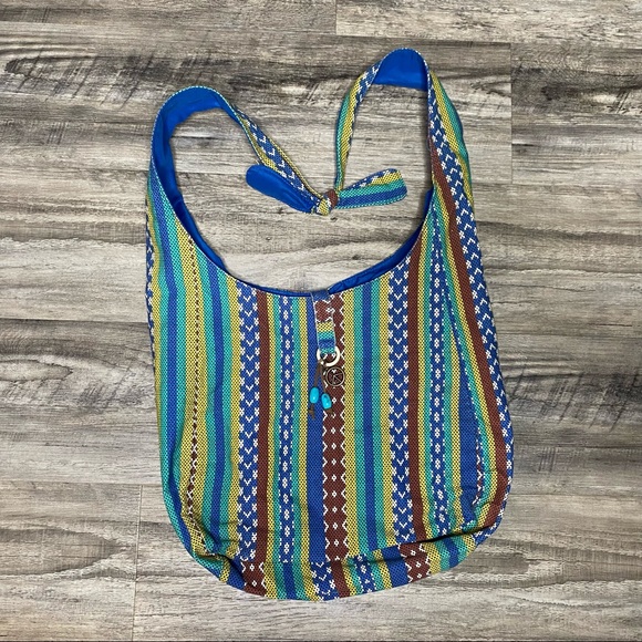 The Original Arizona Company Blue Stripe Printed Hang Crossbody Purse Bag - EUC - Picture 2 of 11